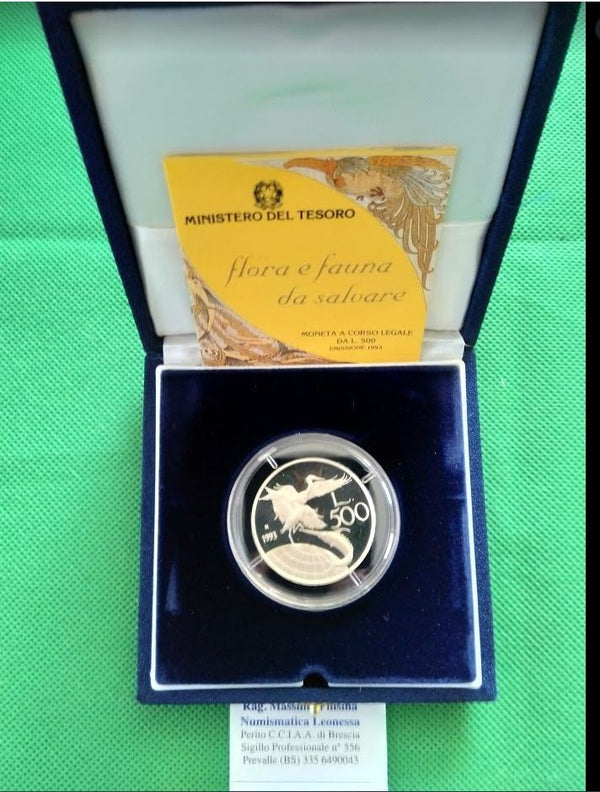 NL*ITALIA 500 Lire Argento 1993 FLORA E FAUNA DA SALVARE PROOF SET Originale zec