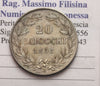 NL* BOLOGNA PIUS IX 20 BAIOCCHI Silver 1858 BOLOGNA Year XIII RARE SUPER