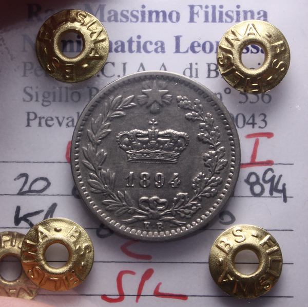 NL* UMBERTO I 20 CENTESIMI NICHEL 1894 KB BERLINO SPL Perizia Filisina Massimo