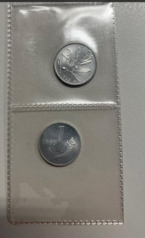 NL* ITALIA 1 LIRA E 2 LIRE 1968 RARE FIOR DI CONIO FDC da Divisionale Zecca