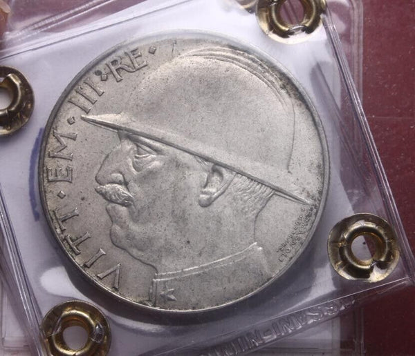 NL* VEIII 20 SILVER LIRE 1928 HELMET RARE NEAR UNCIRCULATED Expert's report by BASSANI Franco