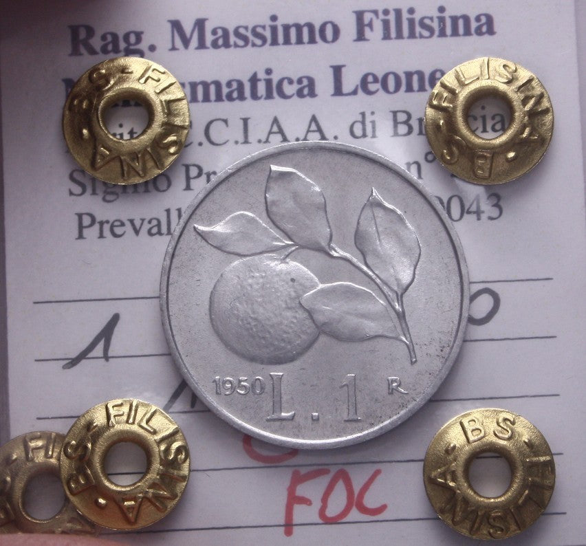 NL* Italia Repubblica 1 LIRA ARANCIA 1950 FDC Perizia Filisina Massimo
