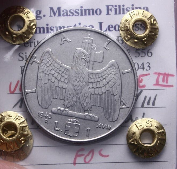 NL* VEIII 1 LIRA IMPERO 1940 XVIII MAGNETIC UNC Filisina Massimo Expertise