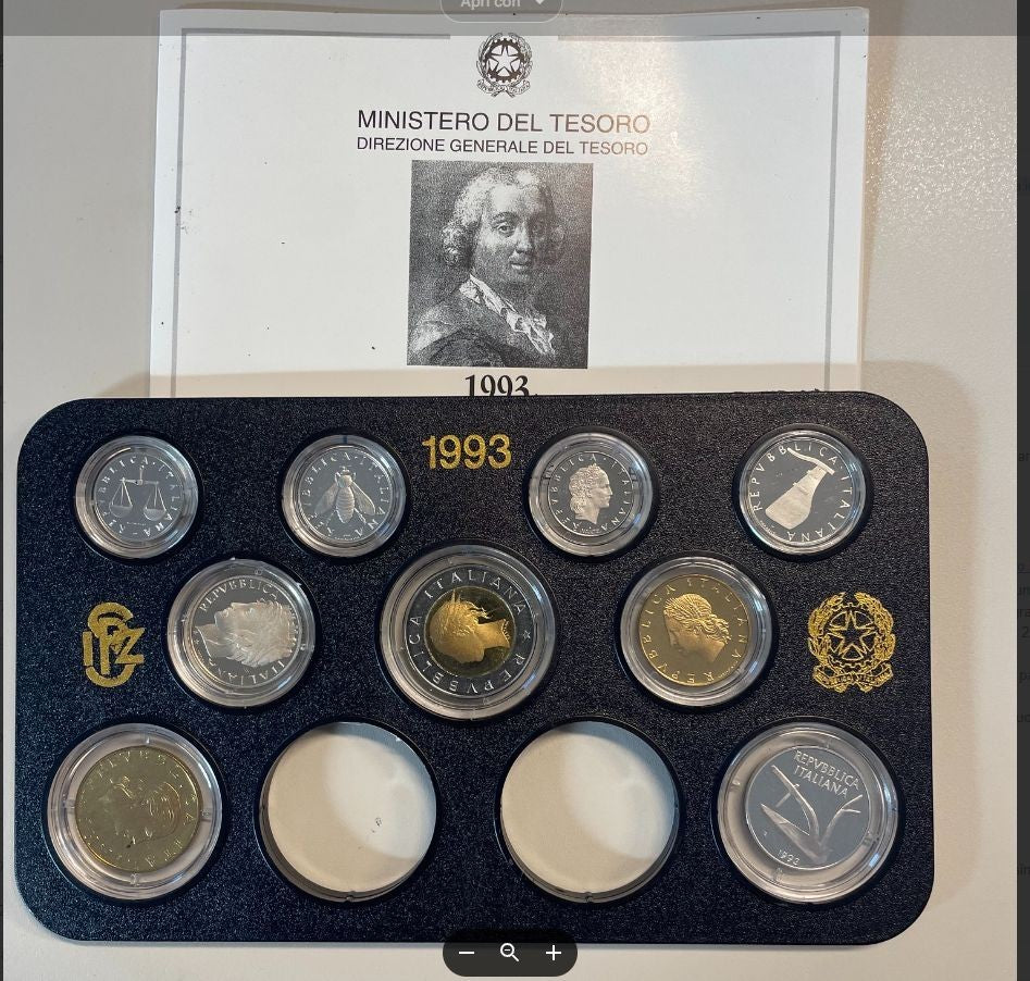 NL* ITALIA Divisionale 1993 VALORI senza monete in Argento - PROOF