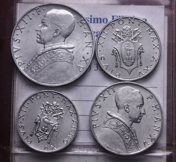 NL* CITTA' Vaticano PAPA PIO XII Serie 1953 4 VALORI 10 5 2 1 LIRA come da foto