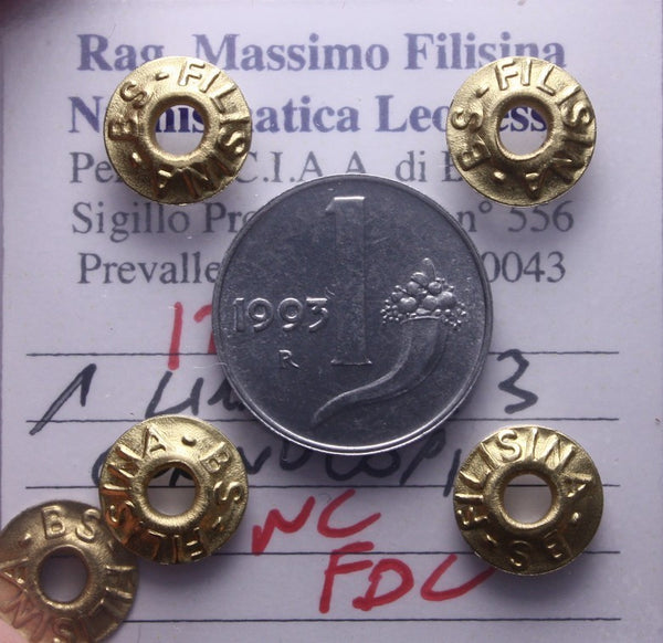 NL* Italia Repubblica 1 LIRA CORNUCOPIA 1993 NC FDC Perizia Filisina Massimo