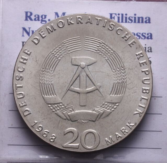 NL* D.D.R.  EST GERMANY 20 DM SILVER 1968 KARL MARX FDC - Unc