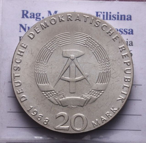 NL* DDR EAST GERMANY 20 DM SILVER 1968 KARL MARX FDC - Unc