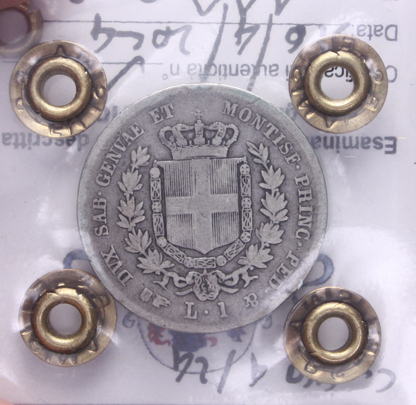 NL* SAVOIA VEII 1 Lira Argento 1850 TORINO RARA MB Perizia Filisina Massimo