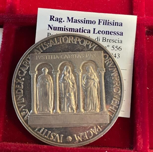 NL* ROME POPE PIUS XII Silver Medal 1956 EXTRAORDINARY PEACE JUSTICE CHARITY