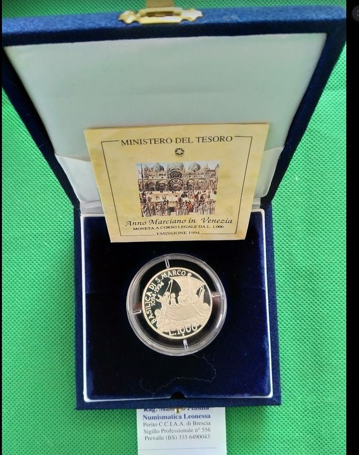 NL* ITALIA 1000 Lire Argento 1994 ANNO MARCIANO IN VENEZIA PROOF SET Originale
