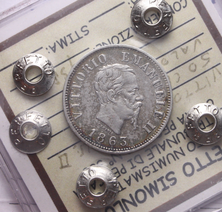 NL* VEII 50 CENTESIMI ARGENTO 1863 MILANO VALORE QSPL Perizia Perfetto Simonluca