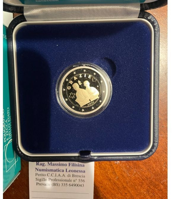 NL* ITALIA Repubblica 2 EURO 2021 PROFESSIONI SANITARIE GRAZIE Proof set zecca