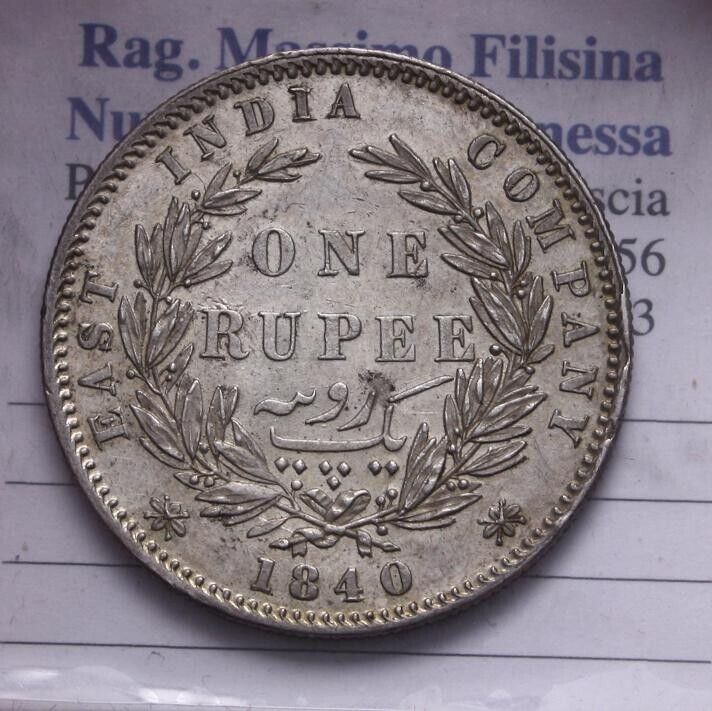 NL* INDIA QUEEN VICTORIA 1 RUPEE Silver Rupee 1840 TOP ABOUT UNCIRCULATED FDC
