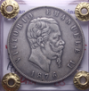 NL* VEII 5 LIRE Argento 1876 ROMA R SPOSTATA A SINISTRA RARA BB Perizia Filisina