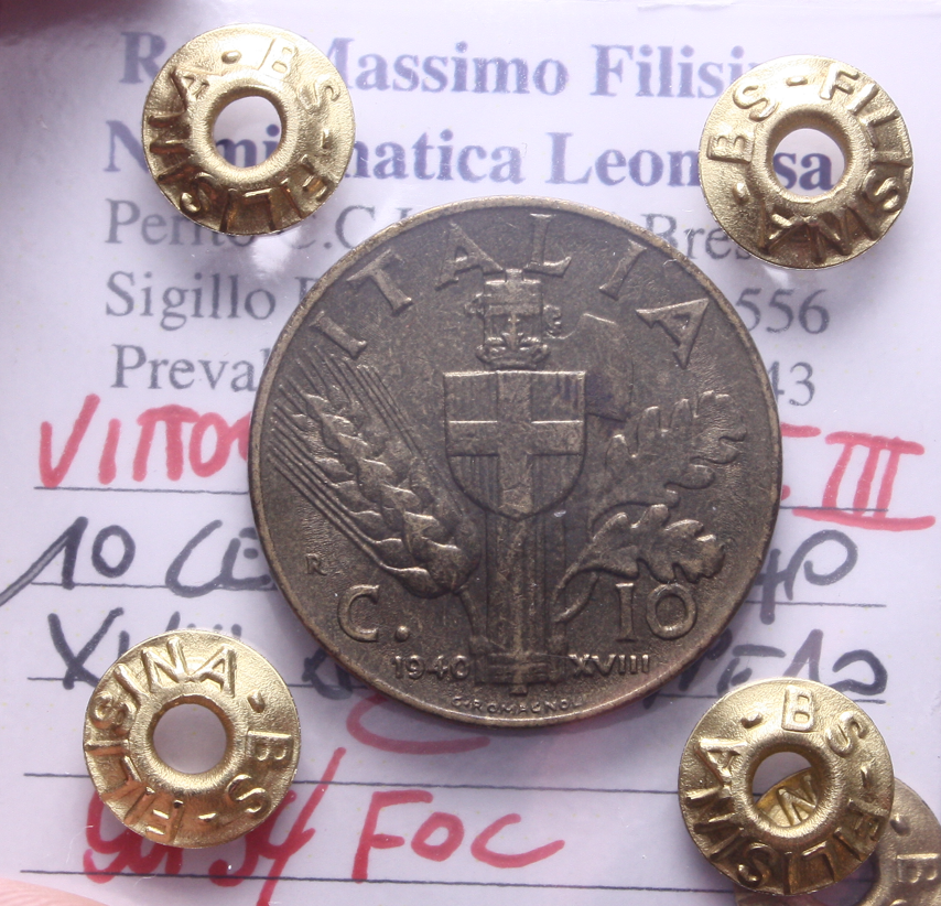 NL*VEIII 10 CENTESIMI BRONZITAL IMPERO 1940 XVIII QFDC/FDC Perizia Filisina