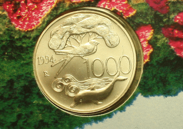 NL* ITALIA 1000 Lire Argento 1994 FLORA E FAUNA DA SALVARE FDC SET Originale
