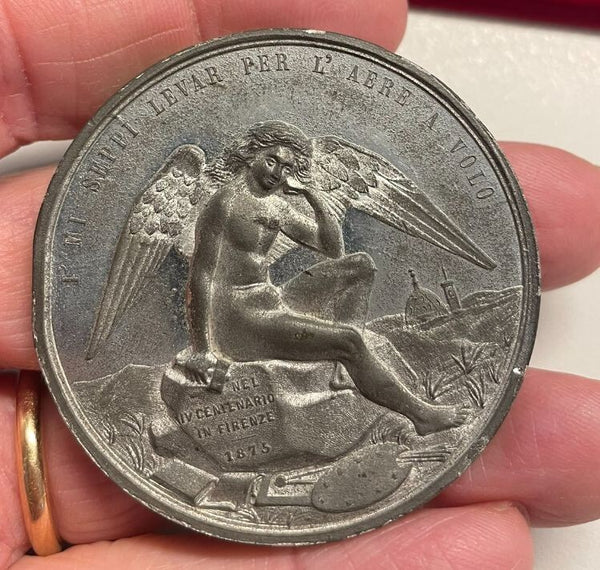 NL* FIRENZE MICHELANGELO BUONARROTI MEDAGLIA in metallo bianco 1875 mm 50 gr 48.