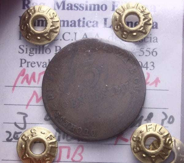 NL* PARMA e PIACENZA MARIA LUIGIA 3 CENTESIMI 1830 R2 MB Perizia Filisina M