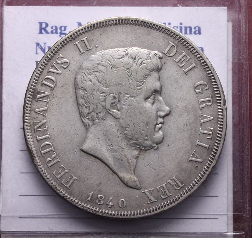 NL* NAPOLI FERDINANDO II Piastra 120 GRANA argento 1840 Ottima Conservazione