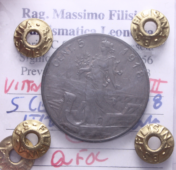 NL*VEIII Italia 5 CENTESIMI PRORA 1918 QFDC Perizia Filisina Massimo * 3