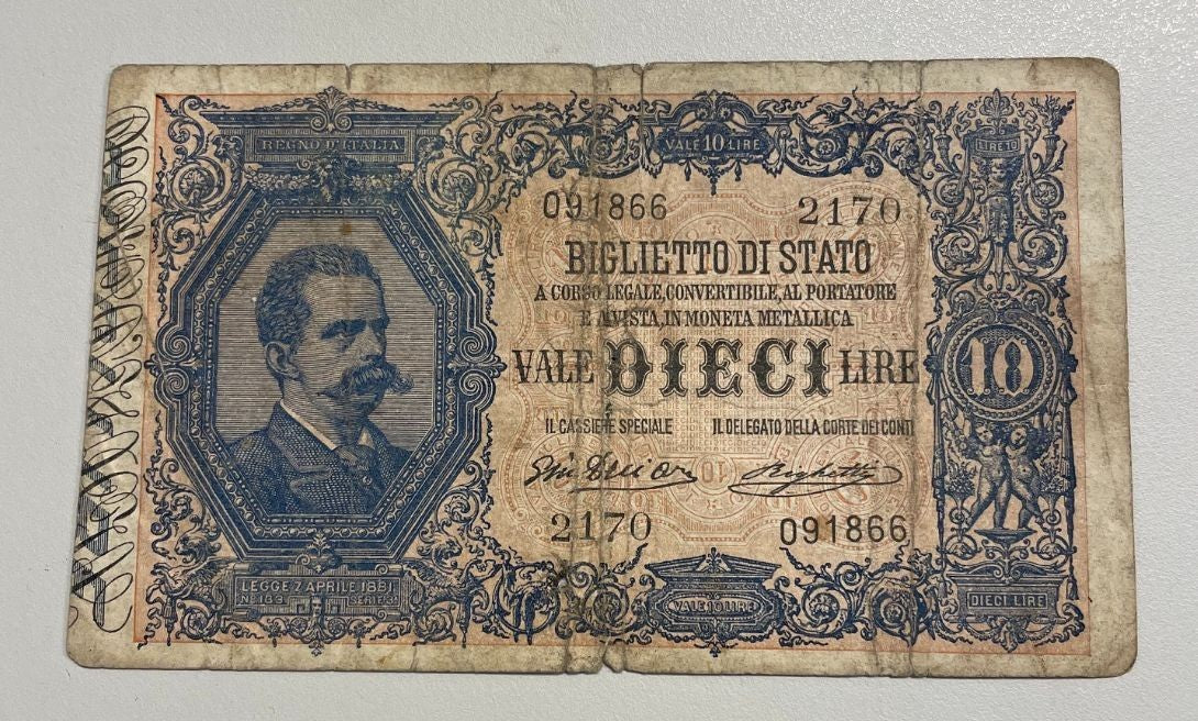 NL* UMBERTO I banconota BIGLIETTO DI STATO da 10 LIRE 28 Dicembre 1917 2170