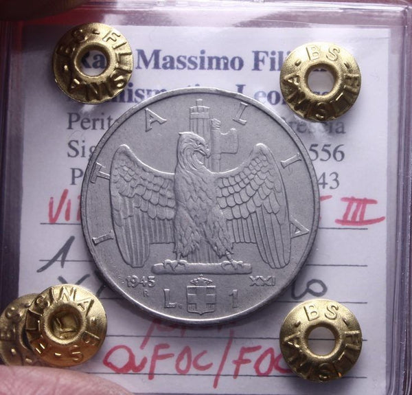 NL* VEIII Italia 1 LIRA  IMPERO 1943 XXI RARA QFDC/FDC Perizia Filisina Massimo