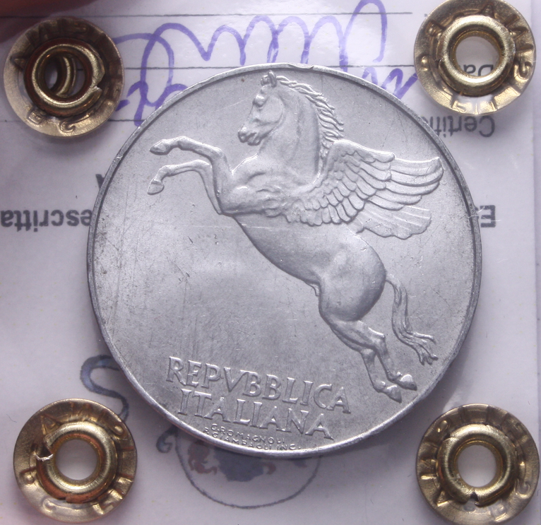 NL* Italia Repubblica 10 LIRE PEGASO 1949 QFDC Perizia Filisina Massimo * 2