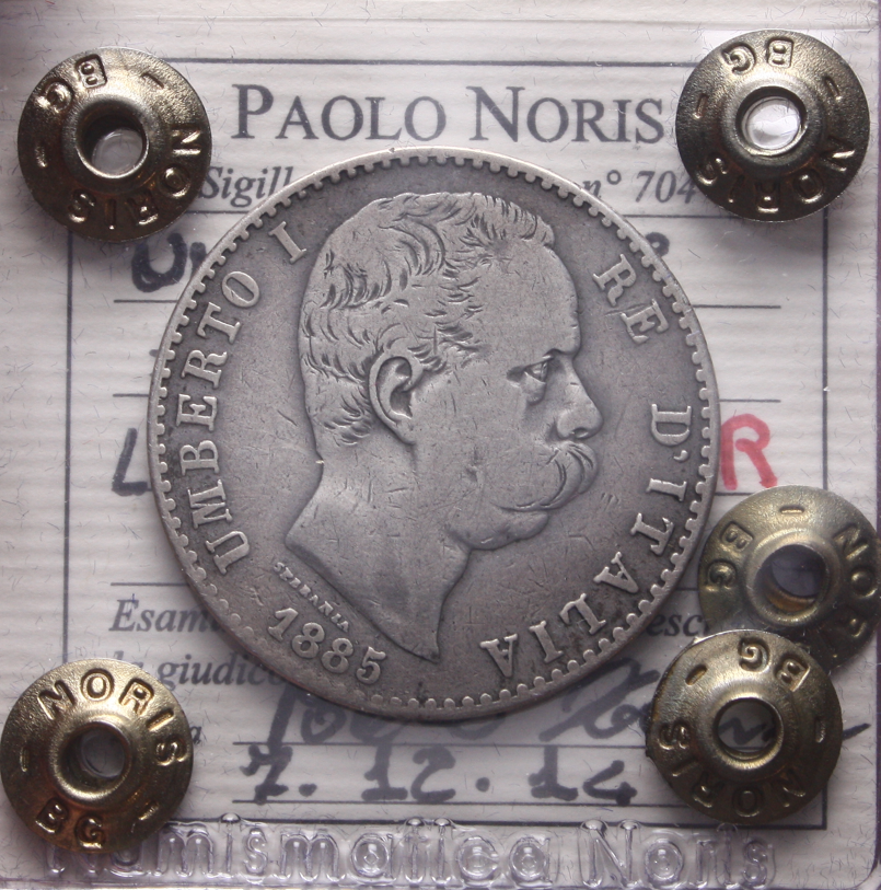 NL* UMBERTO I 2 LIRE ARGENTO 1885 ROMA MB Perizia Noris Paolo