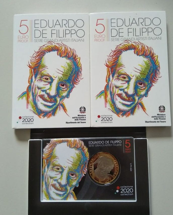 NL* ITALIA Repubblica 5 EURO 2020 EDUARDO DE FILIPPO PROOF set zecca