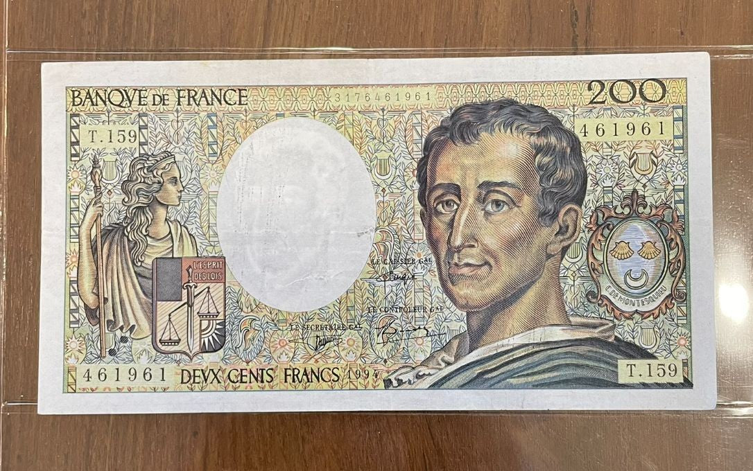 NL* FRANCIA FRANCE Banconota 200 FRANCHI 1994 C. DE MONTESQUIEU Splendida