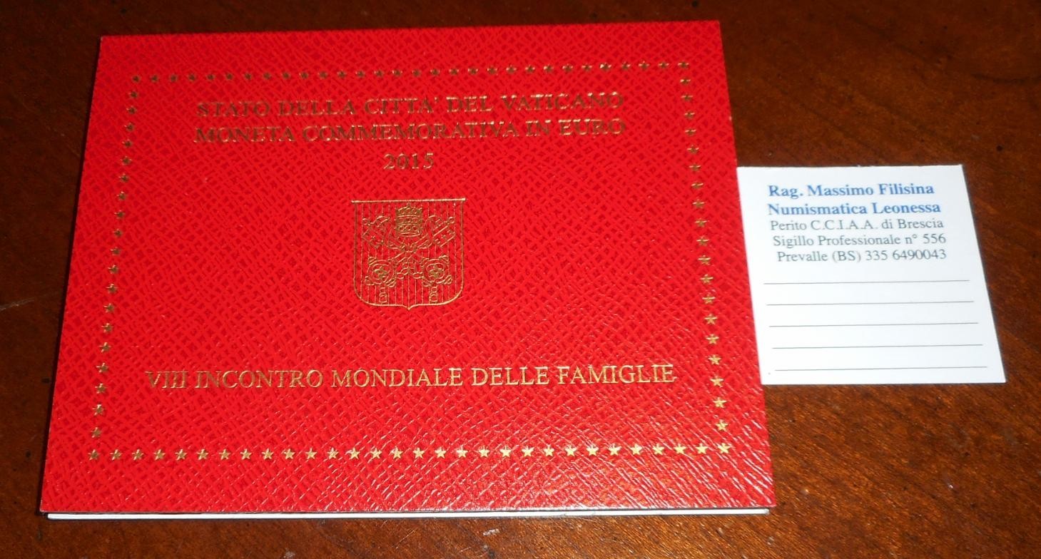 NL* CITTA' DEL VATICANO FRANCESCO 2 Euro 2015 INCONTRO MONDIALE FAMIGLIE  FDC