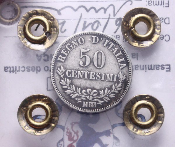 NL* VEII 50 CENTESIMI ARGENTO 1863 MILANO VALORE BB Perizia Filisina Massimo