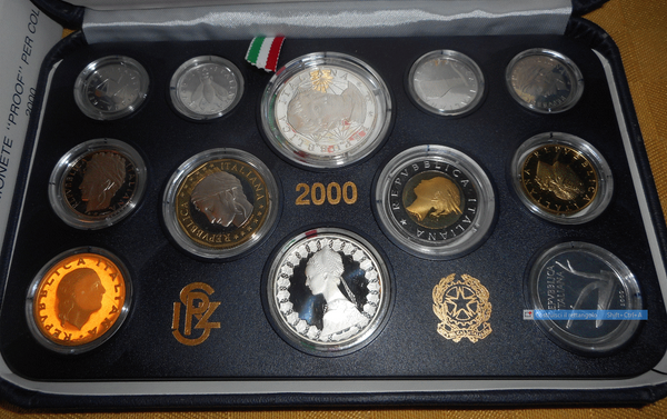 NL* ITALIA Divisionale 2000 GIORDANO BRUNO con 500/1000 LIRE Argento PROOF