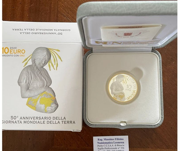 NL* VATICANO 10 Euro ORO E ARGENTO 2020 GIORNATA MONDIALE DELLA TERRA PROOF set