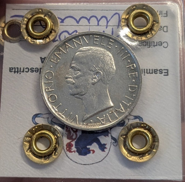 NL* VEIII Italia 5 LIRE ARGENTO AQUILOTTO 1930 QFDC/FDC Perizia Filisina M.