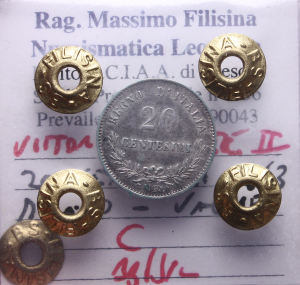 NL* VEII 20 CENTESIMI ARGENTO 1863 MILANO BB/SPL Perizia Filisina Massimo * 2