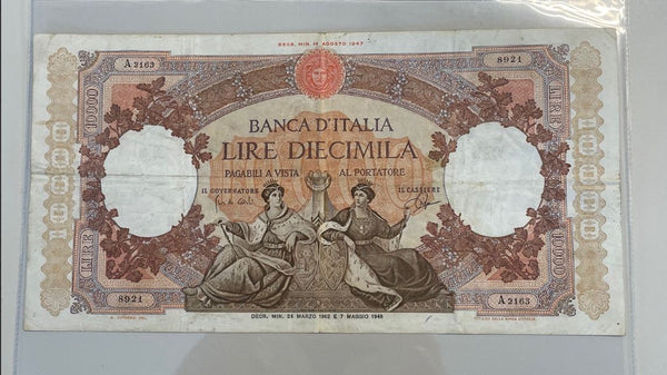 NL*BANCA D' ITALIA Banconota 10000 Lire MARINARE REGINE DEL MARE 24 3 1962 A2163