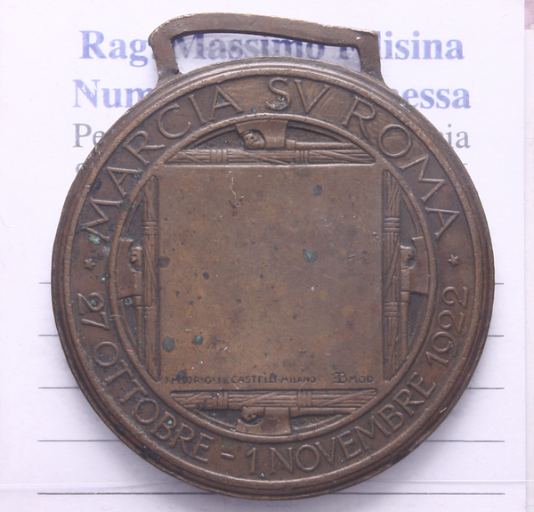 NL* ITALIA Medaglia Bronzo MARCIA SU ROMA 1922 Lorioli Castelli