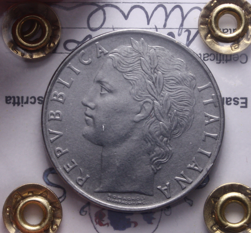 NL* Italia Repubblica 100 Lire MINERVA 1956 SPL/SPL+ Perizia Filisina Massimo