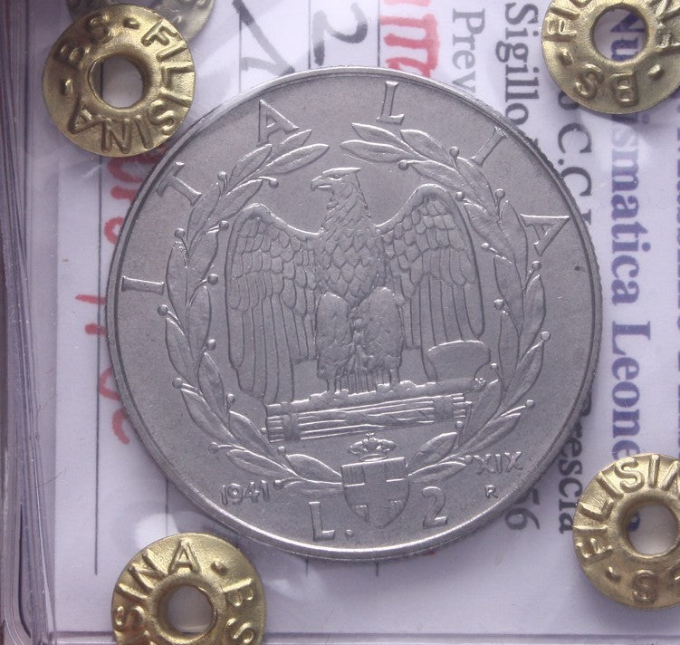 NL* VEIII 2 LIRE IMPERO 1941 XIX MAGNETICA QFDC/FDC Perizia Filisina Massimo