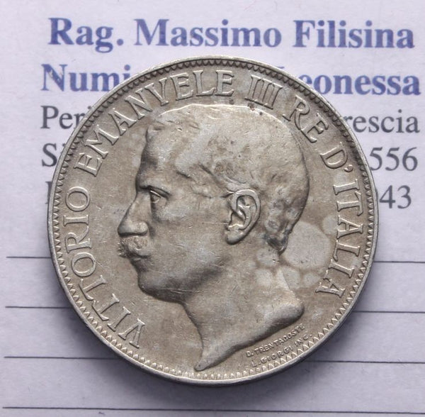 NL* VEIII RE D'ITALIA 2 Lire ARGENTO 1911 CINQUANTENARIO eccellente conservazion