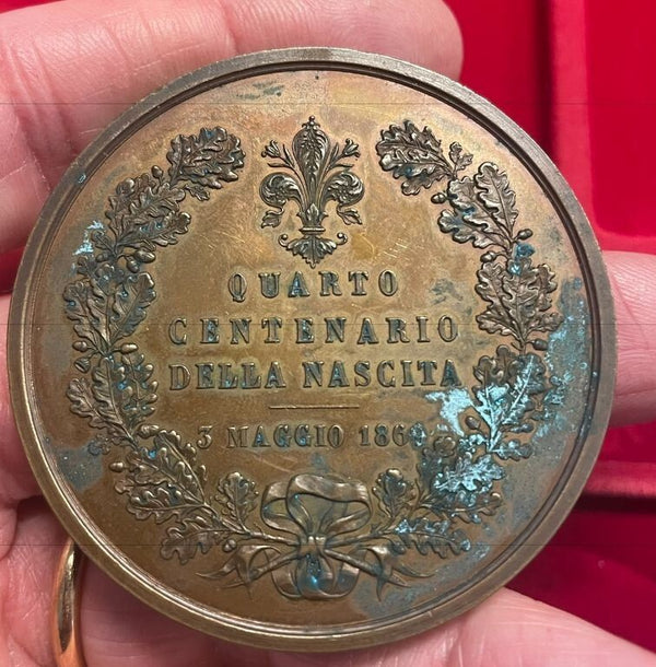 NL* FIRENZE Medaglia BRONZO 1869 4° CENTENARIO NASCITA NICOLO' MACCHIAVELLI