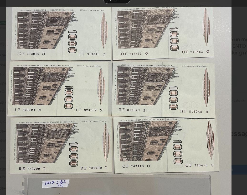 NL* BANCA D' ITALIA lotto 6Z 6 BANCONOTE 1000 Lire Marco Polo FIOR DI STAMPA