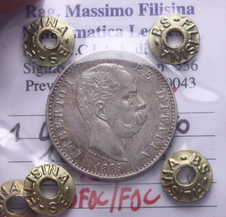 NL* UMBERTO I 1 Lira ARGENTO 1886 ROMA Q.FDC/FDC Perizia Filisina Massimo