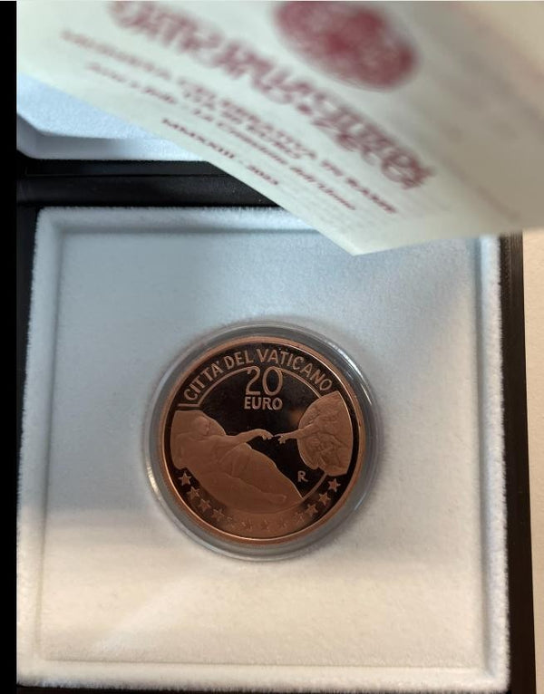 NL* VATICANO FRANCESCO 20 EURO Rame 2023 ARTE FEDE LA CREAZIONE DELL'UOMO PROOF