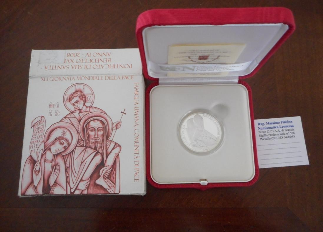 NL* VATICANO 10 Euro Argento 2008 GIORNATA MONDIALE DELLA PACE Proof FS set