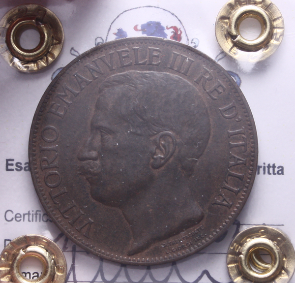 NL* VEIII Italia 10 CENTESIMI CINQUANTENARIO 1911 SPL/QFDC C. Perizia Filisina