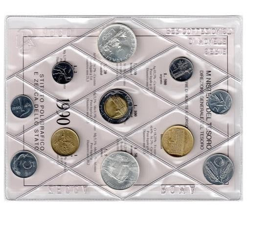 NL* ITALIA Divisionale 1990 CON 500 Lire ARGENTO CARAVELLE+ TIZIANO FDC NO AST