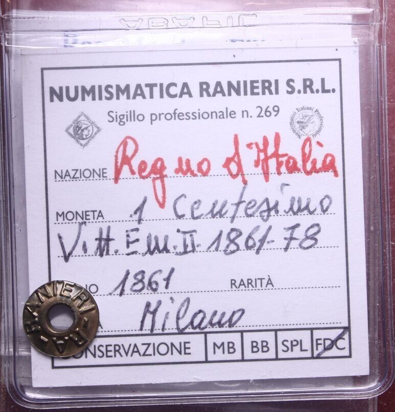 NL* VEII 1 CENTESIMO RAME 1861 MILANO FDC Perizia Ranieri Bologna